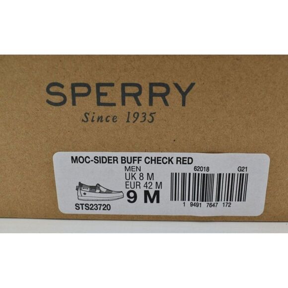 Sperry Mens Size 9 Moc Sider Buffalo Check Plaid Red Wool Blend Slip On Shoes main image 8
